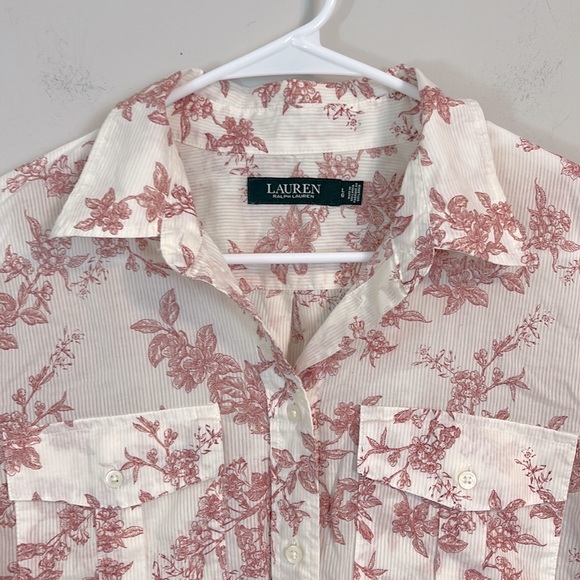 Lauren Ralph Lauren White and Pink Floral Button Down Shirt - Picture 2 of 7